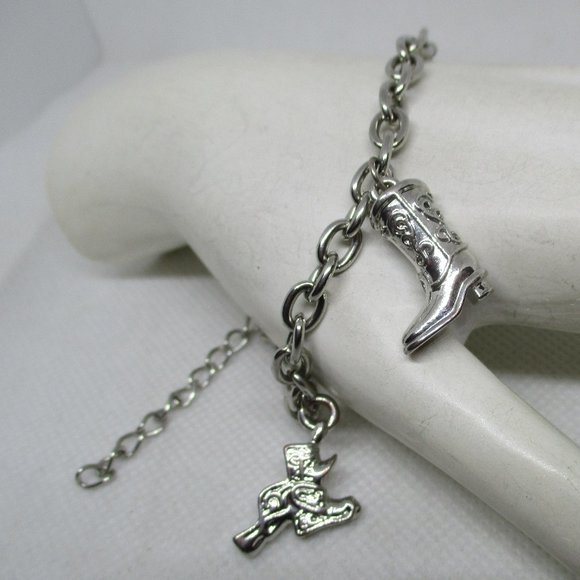 WESTERN CHARM BRACELETS Southwestern Silver Tone Charm Bracelet Cowboy Hat Charm - Picture 5 of 8